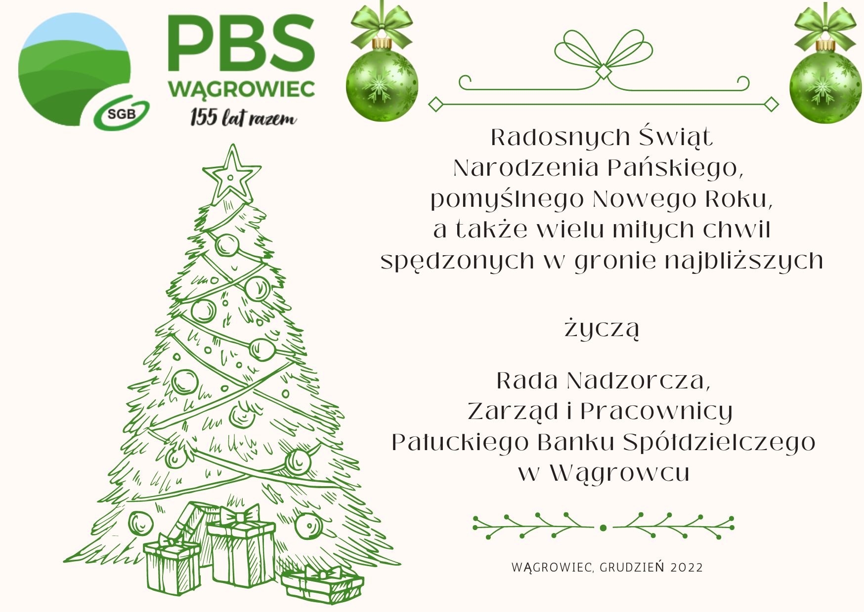 Życzenia Świąteczne Pałuckiego Banku Społecznego w Wągrowcu